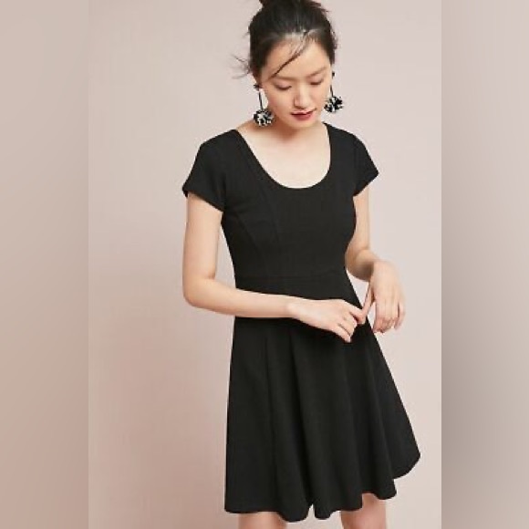 Anthropologie Dresses & Skirts - Anthropologie Black Fit-and-Flare Short Sleeve Dress
